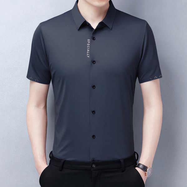 

aged middle and old men's light luxury shirt short sleeve summer business leisure man's father decoration body drill black, White;black
