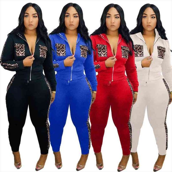 

winter two piece set womenpant fall clothing leopard print white black red blue casual outfits and pants