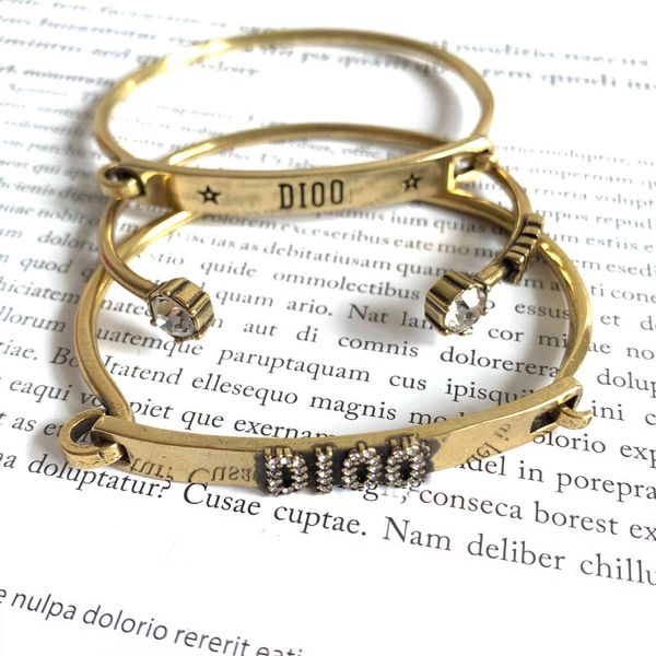 

branded brass letter three piece bracelet for women, Black