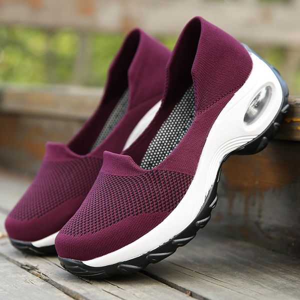

boots women sneakers slip-on spring summer cushioning sports shoes for female wine red comfortable women's loafers flats, Black