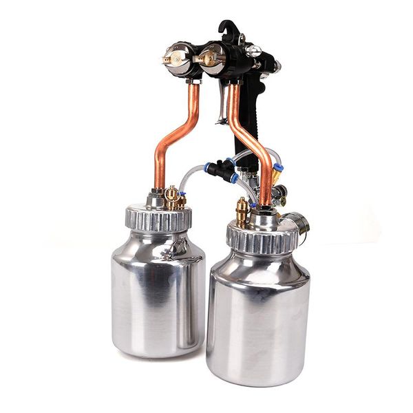 

professional spray guns paint chrome double nozzle head gun with tank pot can for chroming