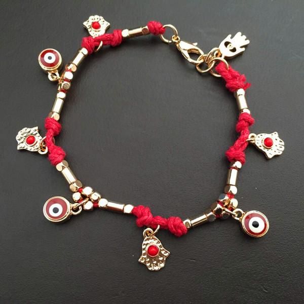 

hand-woven bracelet with palm and eye link, chain, Black