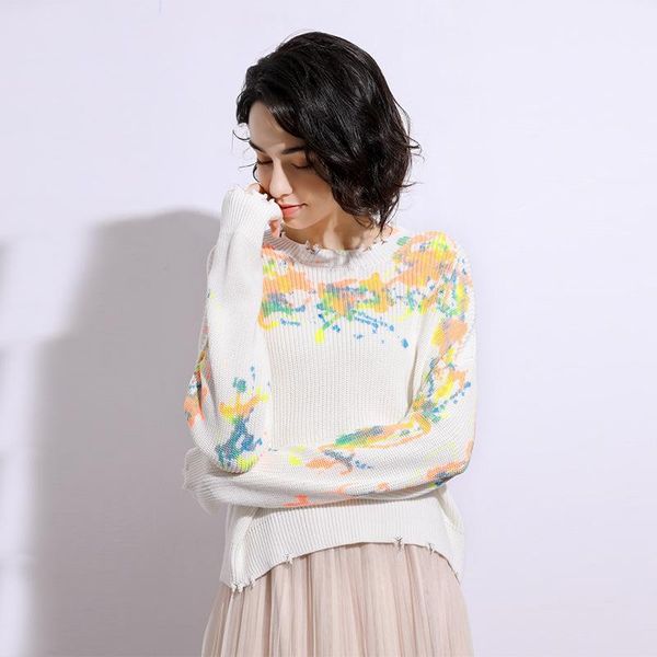

women's sweaters fashion o neck sweater autumn print knitted pullovers fall for women soft jumper tunic girl, White;black
