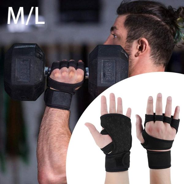 

cycling gloves universal weight lifting training women men fitness sports body building gymnastics grips gym hand palm protector, Black