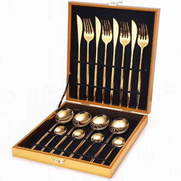 

kitchen tableware stainless steel cutlery fork spoon knife set box gold dinnerware of forks and spoons eco friendly sets