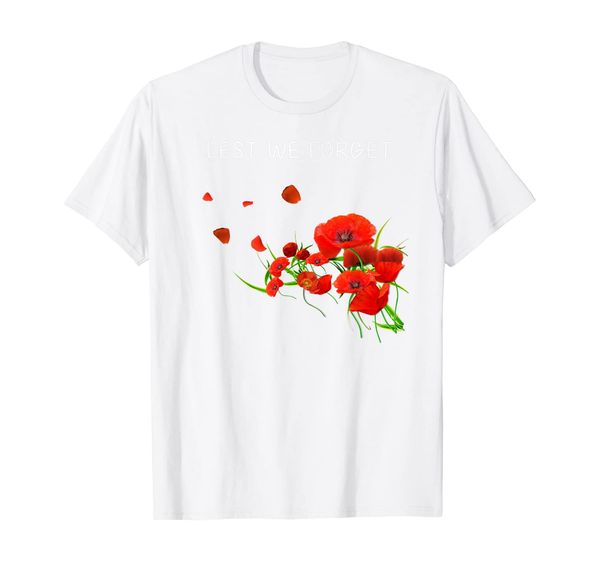 

remembrance day poppy lest we forget t-shirt, White;black