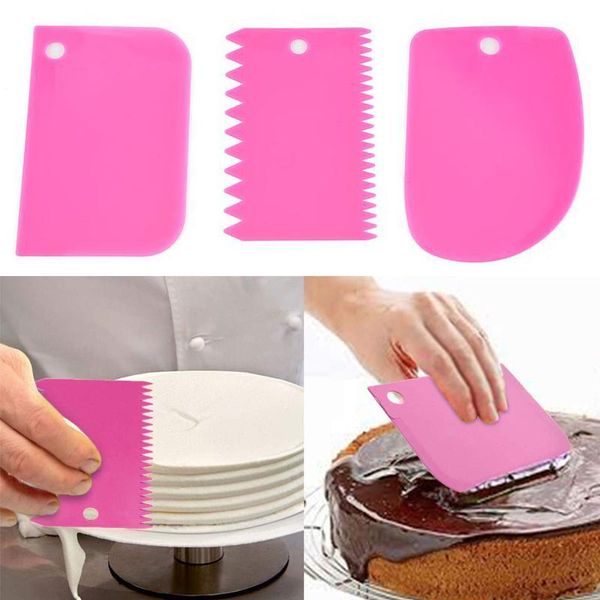 

3pcs/set baking pastry scraper irregular teeth edge diy fondant cake decorating plain smooth spatulas cutters & tools