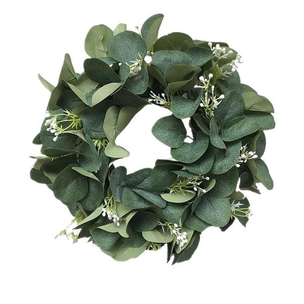 

decorative flowers & wreaths 1pc imitation eucalyptus wreath simulation green leaf small berry door wall hanging ornament garland