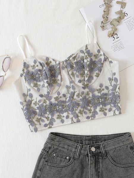 

appliques zipper detail cami i7ya#, White