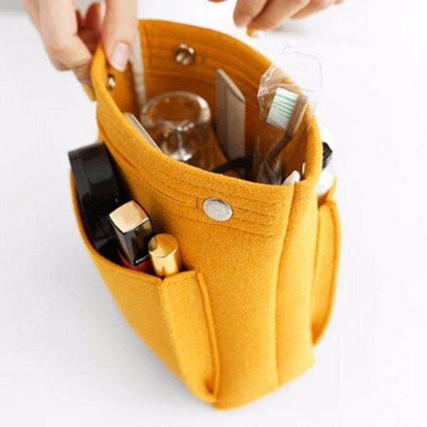 

make up organizer felt insert bag for handbag travel inner purse portable cosmetic bags fit various brand large capacity & cases