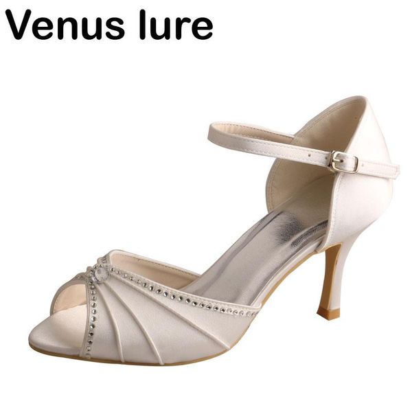 

wedopus size  and 11 ladies mid heel sandals for wedding ivory satin, Black
