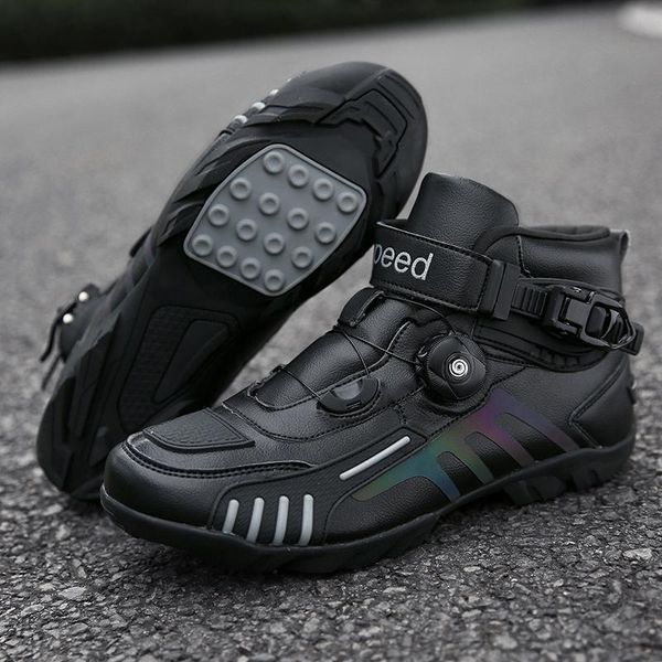 

cycling footwear professional shoes winter sports bicycle boots men mtb sneakers man outdoor mountain bike riding shoe motorcycle, Black