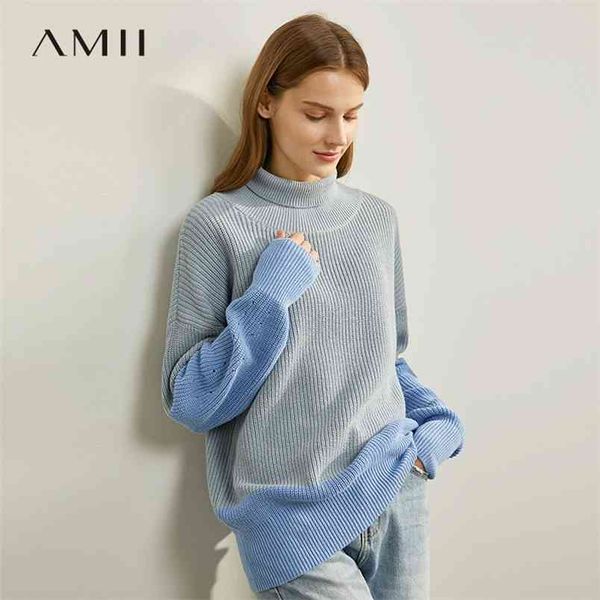 

patchwork sweater autumn women loose turtleneck elegant female knit pullover 11930306 210527, White