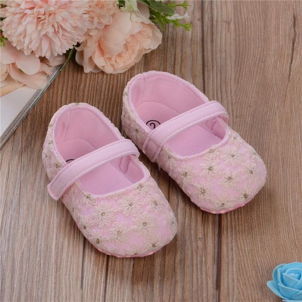 

first walkers baby girl flats soft sole floral pattern princess dress shoes infant slipper with non-skid bottom retro autumn toddler prewalk
