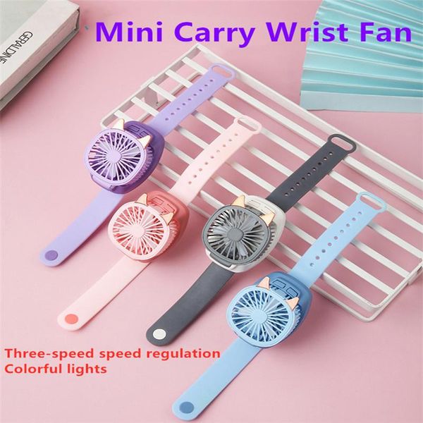 

electric fans mini carry wrist fan portable rotatable usb charging air cooler students toy watch handheld office outdoor travel