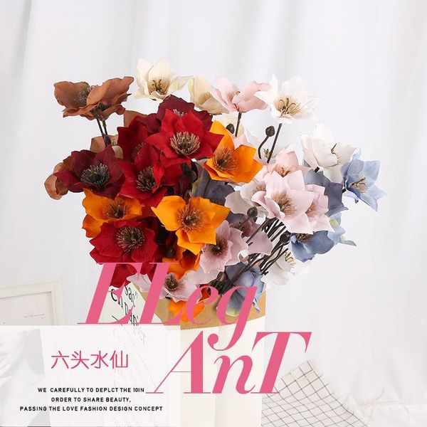 

wedding model 6 head narcissus artificial flower peony decoration floral road lead arrangement el d decorative flowers & wreaths