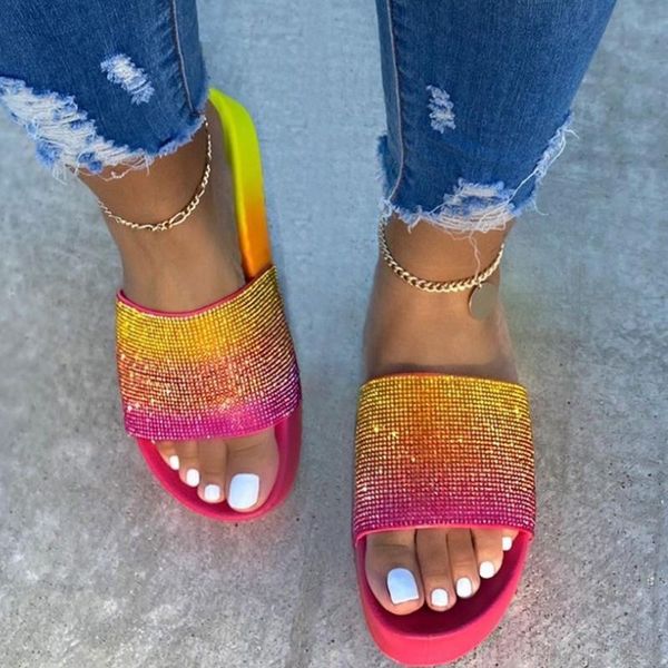 

slippers sell lots of super big yards thick diamond fashion word cool female cross-border ins high-heeled, Black