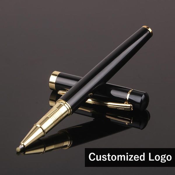 

ballpoint pens luxury metal silver black signature for business writing office school supplies stationery customized logo gift, Blue;orange