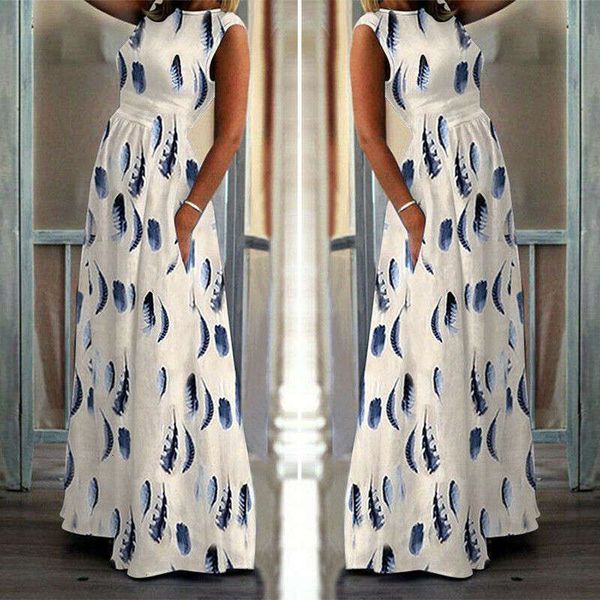 

beach casual dresses ethnic print long dress, Black;gray