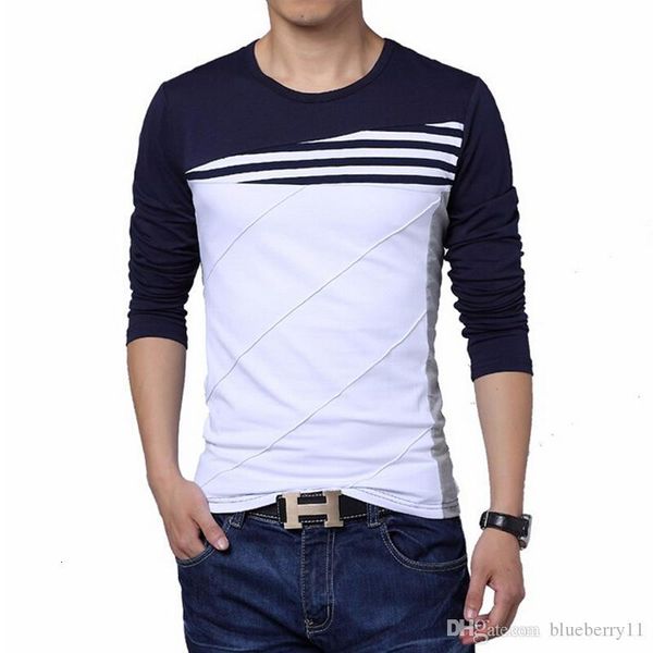 

men's t-shirts fashion brand o-neck trend long sleeve t shirts slim fit cotton high-quality casual t-shirt sxea, White;black