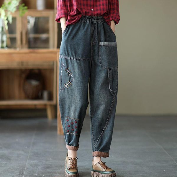 

women's jeans denim cargo pants women graphic baggy pantalones anchos mujer oversize wide loose y2k vintage high waist, Blue