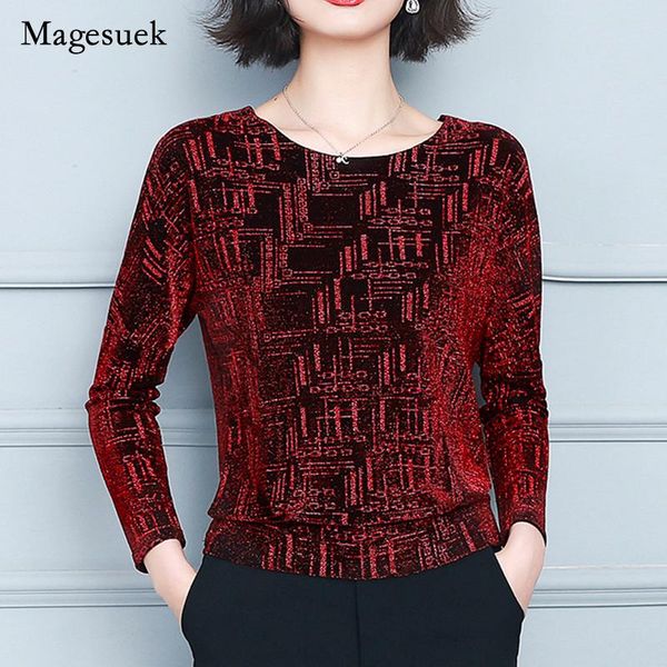 

women's blouses & shirts female spring and autumn women blouse 2021 elegant knitted vintage glitter shirt fashion print clothing 15773, White