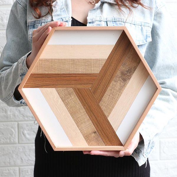 

kitchen storage & organization wooden tray plate simple geometric baking shooting props nordic wind hexagon