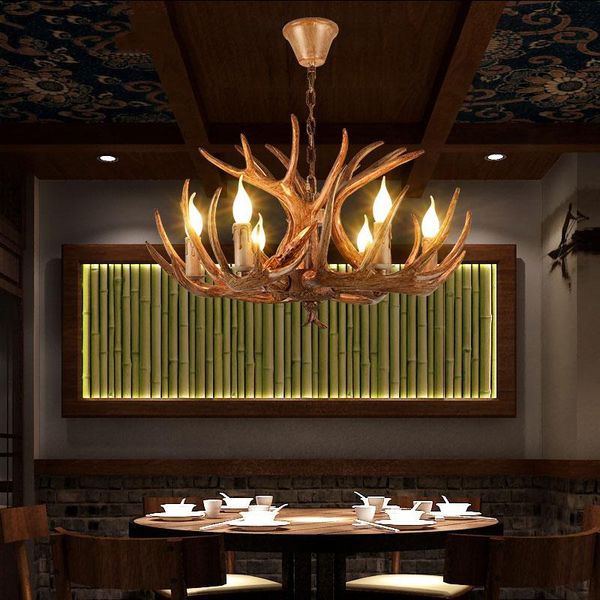 

pendant lamps modern retro antler led light for living room decoration, american lamp, restaurant bar decoration lighting