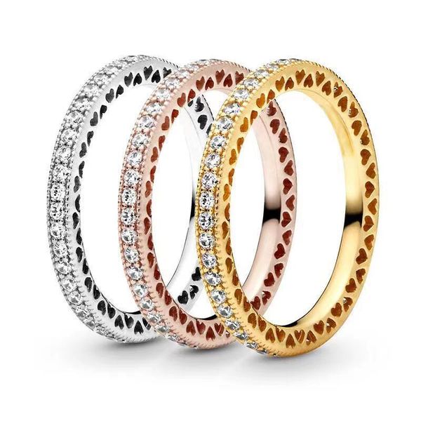 

wedding rings korean style silver plated hearts ring cubic zircon fine lady classic luxury for women engagement jewelry, Slivery;golden