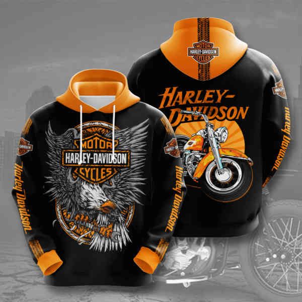 

2021 new men's harley motorcycle 3d digital print pullover hoodie hoodi, Black