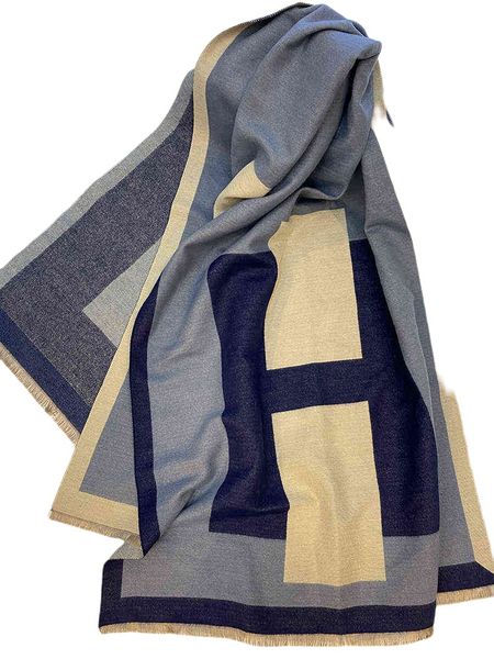 

scarves korean fashion letter scarf for women in autumn and winter thickened imitation cashmere bib dual purpose short beard versatile gift, Blue;gray