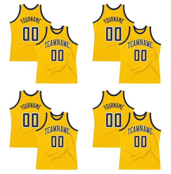 

custom gold navy-white authentic throwback basketball jersey, Black