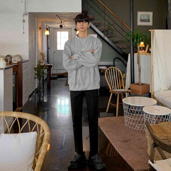 

men's hoodies & sweatshirts solid sleeve long male hoodie korean version of fall loose emah, Black