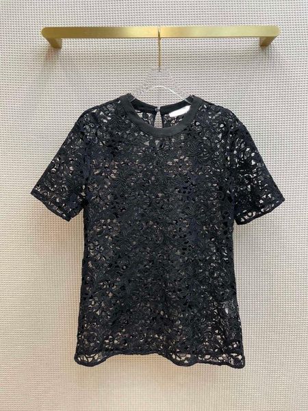 

men's t-shirts high street black cool for women summer 2021 runway design hollow out flower short sleeve shirts quality blended, White;black