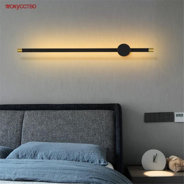 

wall lamp postmodern designer black long pole led for living room bathroom mirror sconce light fixtures minimalism home decor