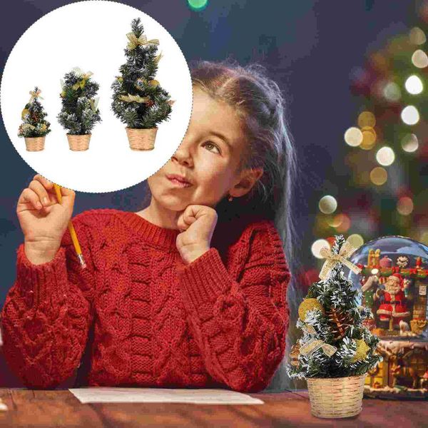 

christmas decorations 3pcs mini tree model decorative desktop