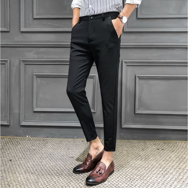 

men's pants designer pants, casual work pants for men with slim cut, british formal . 067l, Black