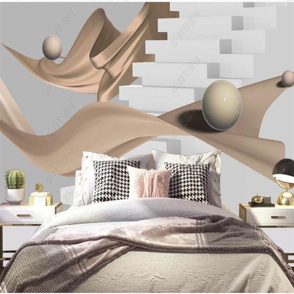 

custom 3d p wallpaper three-dimensional space creative stairs tv background wall