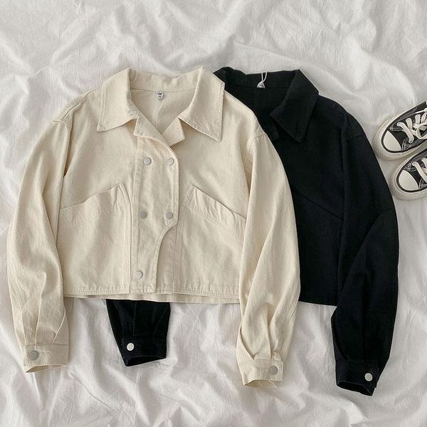 

women's jackets denim jacket women's summer 2021 korean design sense of niche casual loose short, Black;brown
