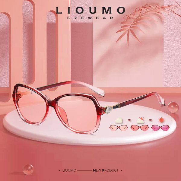 

sunglasses lioumo 2021 women polarized pochromic glasses vintage ladies chameleon diamond temples lunette de soleil femme, White;black