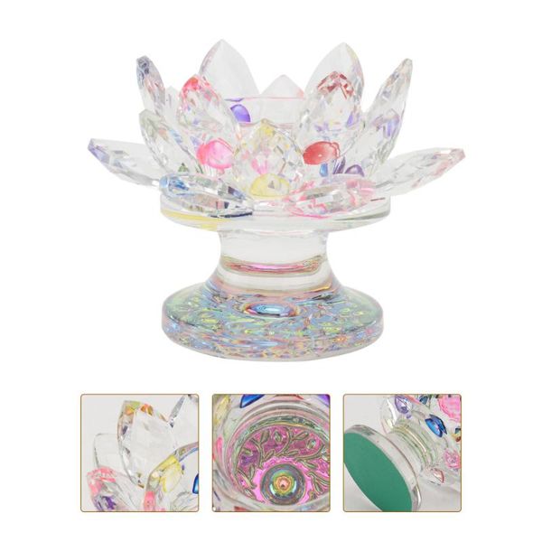 

1pc crystal candle pedestal candleholder lotus modeling ornament candles