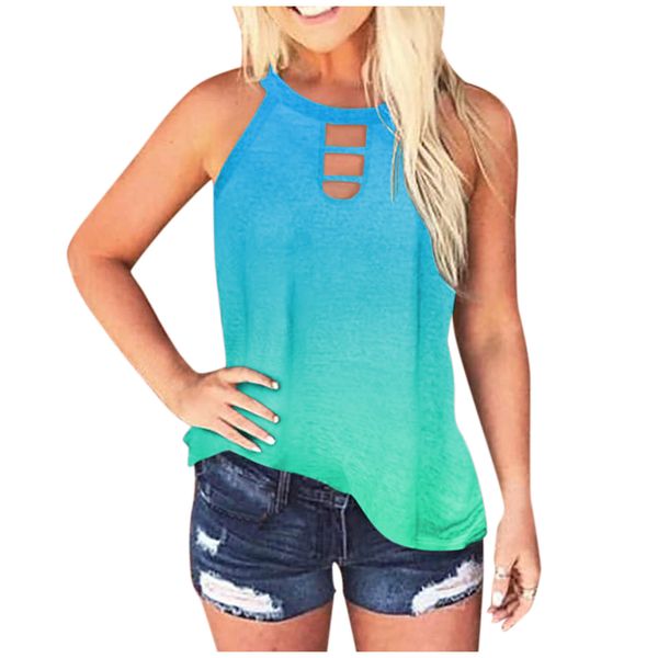 

2021 new round neck print vest t-shirt women's 14 color 5, White