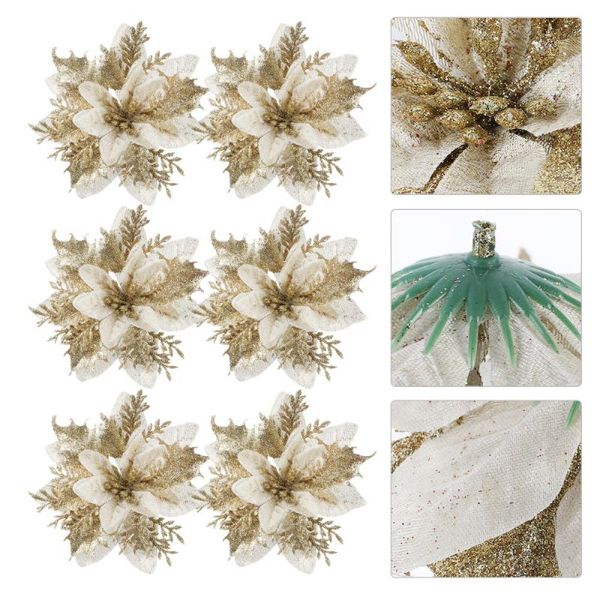 

24pcs christmas fake flower simulation decoration xmas tree decor decorative flowers & wreaths