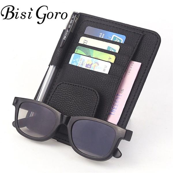 

card holders bisi goro 2021 fashion solid sun visor ticket location pen shelf glasses folder four colors car bags, Brown;gray