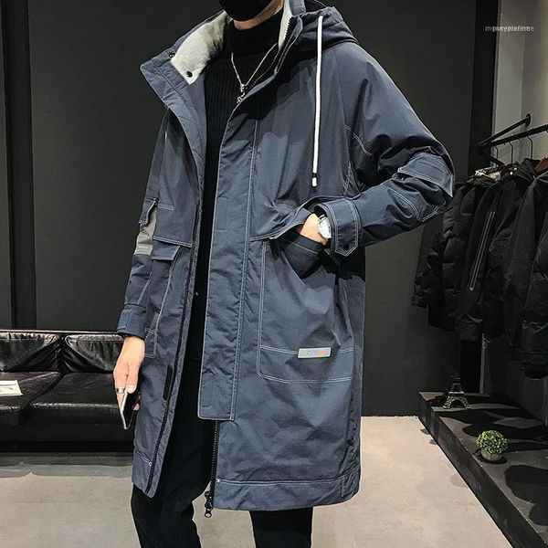 

men's down & parkas 2021 medium and long jacket light thin industrial wear large thick coat korean version handsome1, Black