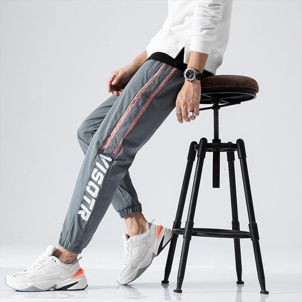 

jogging spring summer outdoor women pant sport loose trousers panelled spliced drawstring male trendy sweatpants, Black