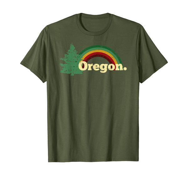 

retro vintage oregon throwback rainbow distressed gift t-shirt, White;black