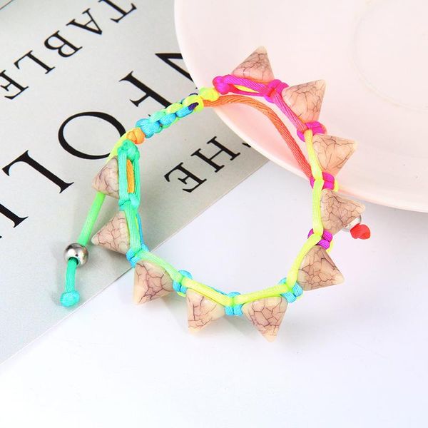 

charm bracelets punk seven colors acrylic rivet handmade rope chain bracelet adjustable geometric jewelry wholesale, Golden;silver