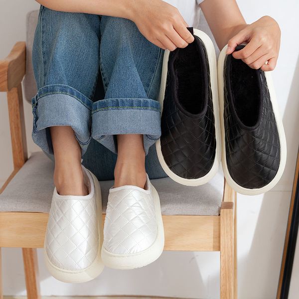 

autumn and winter baotou women wear thick bottom anti-skid indoor home waterproof cotton slippers with soft to keep warm men are, Black