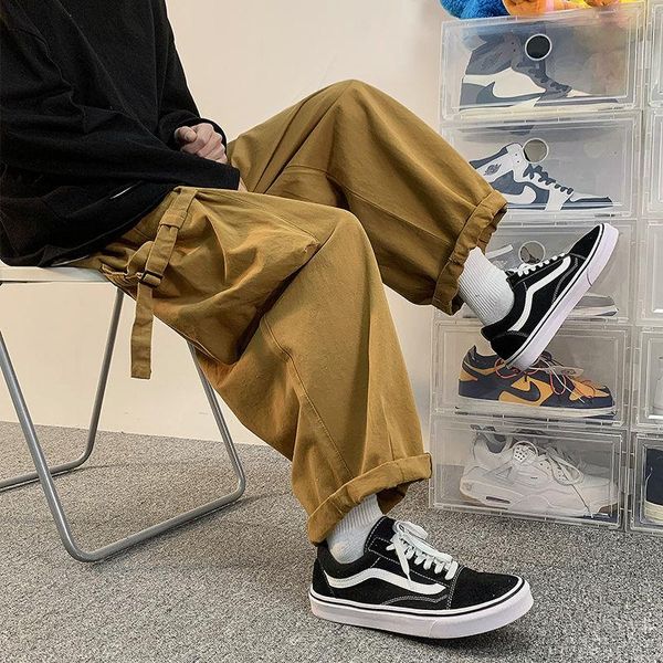 

men's pants men overalls running harajuku basic teens streetwear casual workout trouser loose hip hop unisex, Black